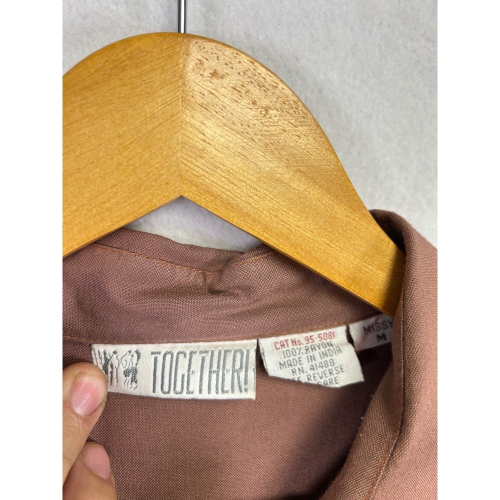 Vintage Together Patchwork Print Button Down Shir… - image 2